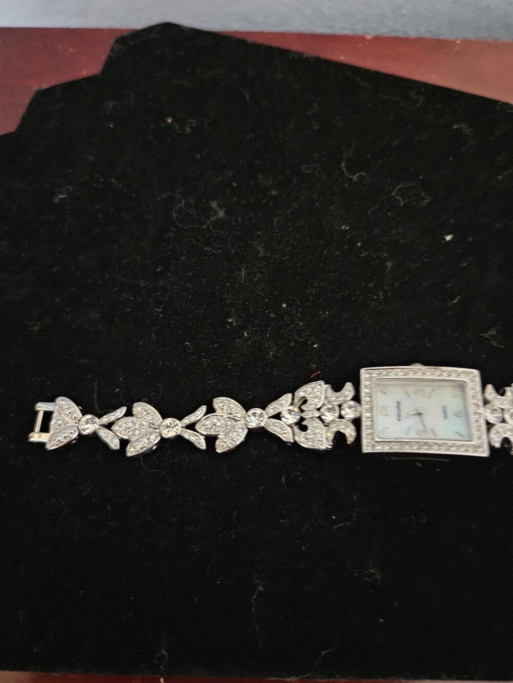 Pedre Silver Crystal Floral Bracelet Watch - Women's Dress Watch - Picture 2 of 6